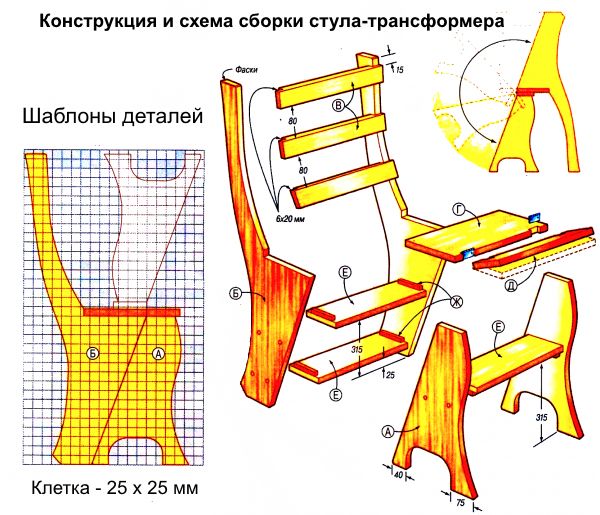 Как сделать стул стремянку своими руками схема