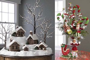 encouraging-decoration-ideas-to-make-brown-wood-snow-house-ornament-red-vintage-toy-ornaments-red-flower-ribbon-bow_christmas-decorating-ideas