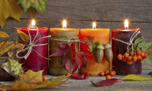 Осенний декор свечей