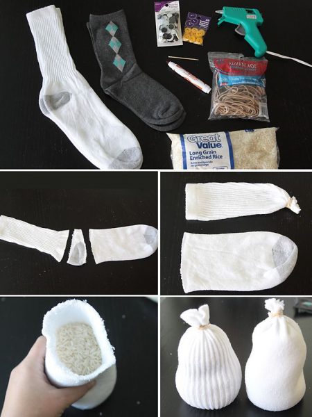 Материалы и инструменты для носочного снеговика