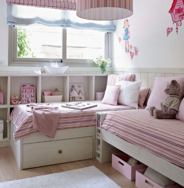 Бело-розовая спальня